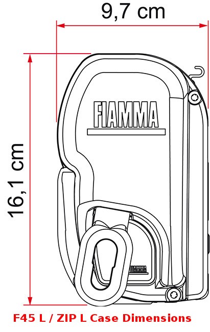 Fiamma F45 L awning case is 16.1cm tall