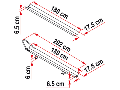 Fiamma Carry-Moto rail and chute dimensions