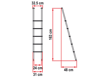 Fiamma Deluxe 5 B ladder dimensions