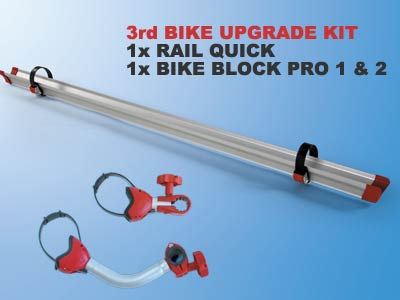 Upgrade kit includes bike rail and blocker clamp